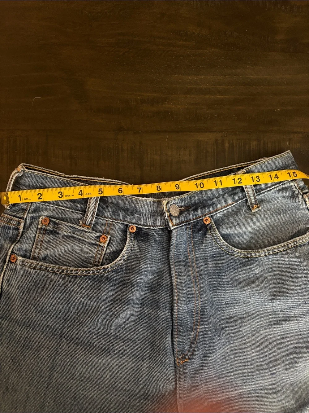 Levi's Light Blue Frayed Hem Denim Shorts
